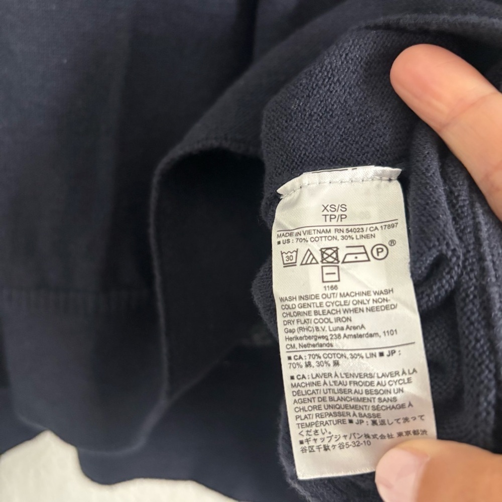 Banana Republic Size XS/S Navy Blue Oversized Johnny-Collar Short Sleeve Sweater - Picture 4 of 5